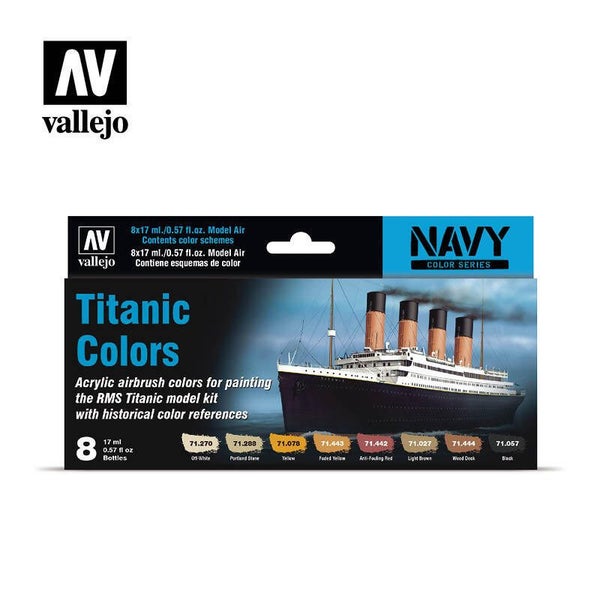 Vallejo AV71646 Model Air Titanic Colors Navy 8 Colour Set Carousel 1