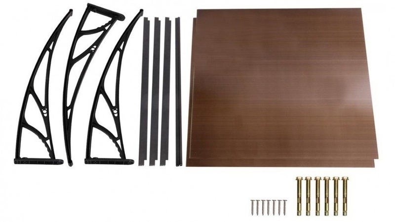 Door Canopy W200xD100cm DIY Window Door Awning Sun Shade with Tinted Roof Panel Carousel 2