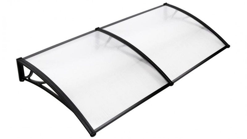 Door Canopy W200xD100cm DIY Window Door Awning Sun Shade with Clear Roof Panel Carousel 1