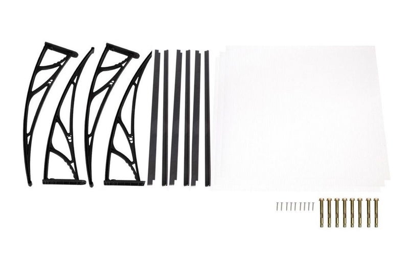 Door Canopy W200xD100cm DIY Window Door Awning Sun Shade with Clear Roof Panel Carousel 2