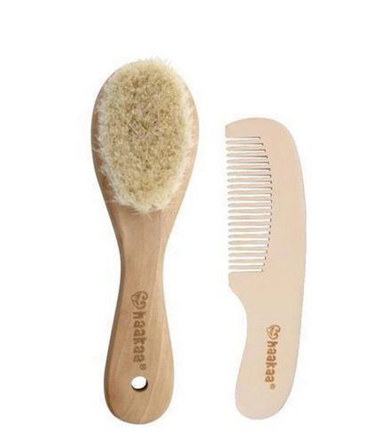 Haakaa: Goat Wool - Wooden Baby Hair Brush & Comb Set Carousel 1