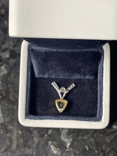 Peridot and diamond pendant and matching studs Carousel 2