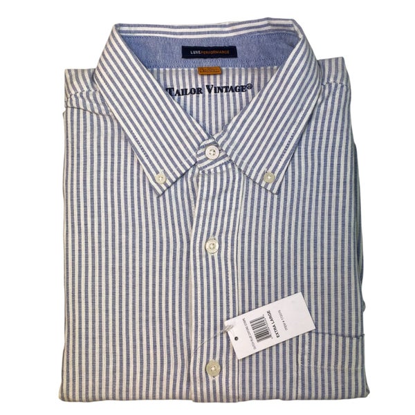 Tailor Vintage Men's Dutch Blue Oxford Stripe Shirt SIZE - Extra Large Carousel 2
