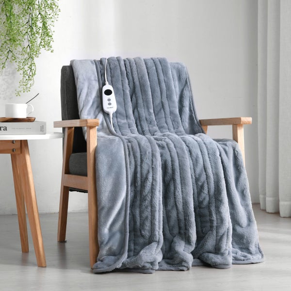 Dreamaker Faux Mink Heated Throw Blue Grey 160x120cm Carousel 1