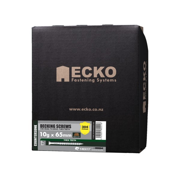 Ecko Countersunk Head Torx Decking Screw 10gx65mm + 304 S/S (x1000) Carousel 2