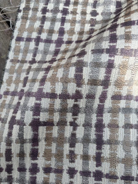Designer woven amethyst & taupe fabric piece Carousel 2