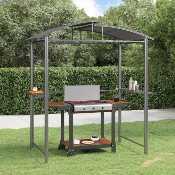 Bbq Gazebo With Side Shelves Anthracite 210x114x230 Cm Steel Tlbotk Carousel 1