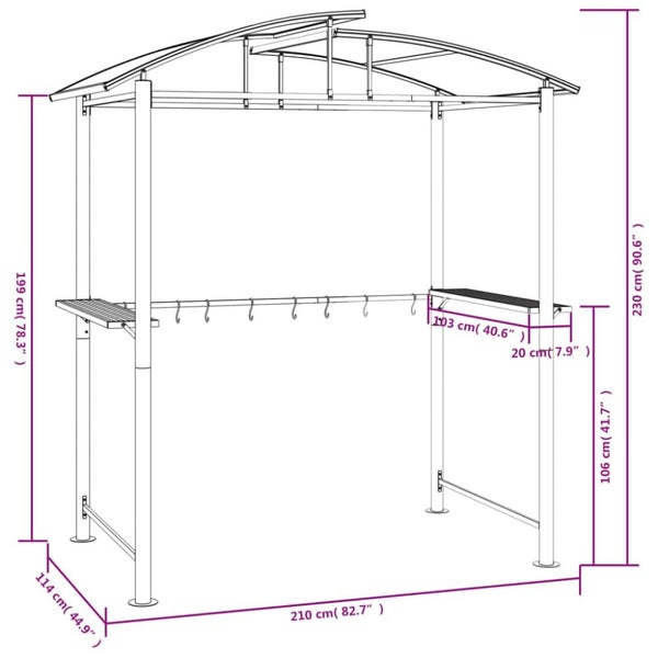 Bbq Gazebo With Side Shelves Anthracite 210x114x230 Cm Steel Tlbotk Carousel 2