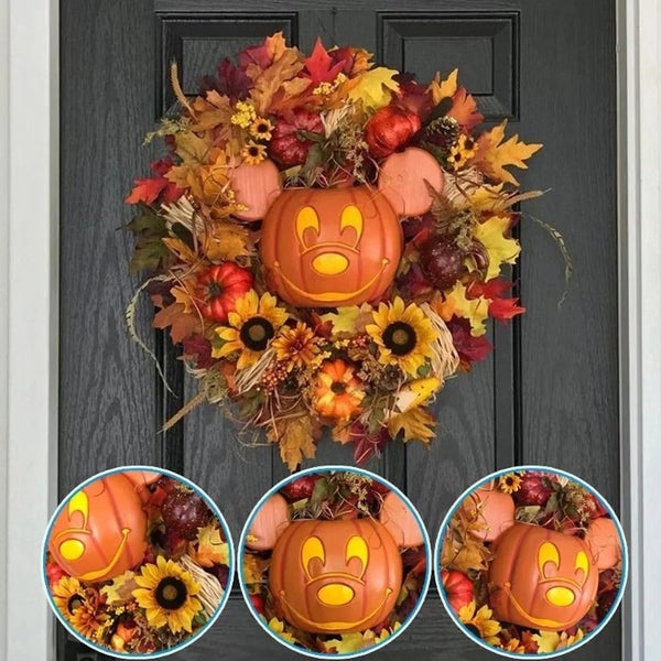 NNEOBA Halloween Pumpkin Mickey Wreath Carousel 2