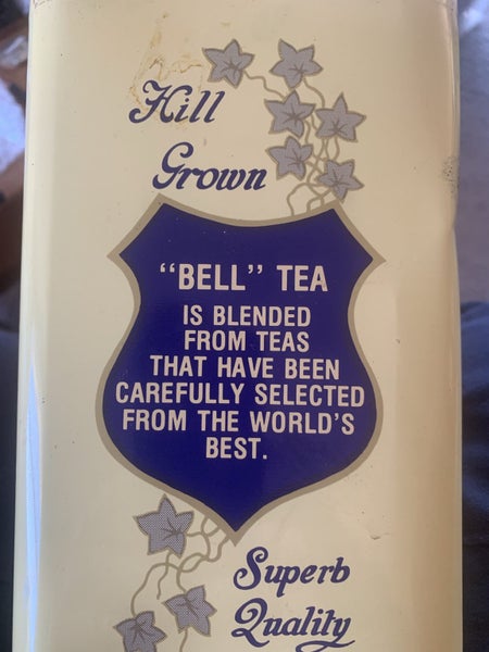 LQQK - EXTRA LARGE BELL TEA Storage Tin = 2 Bidder & 2 Views Carousel 2
