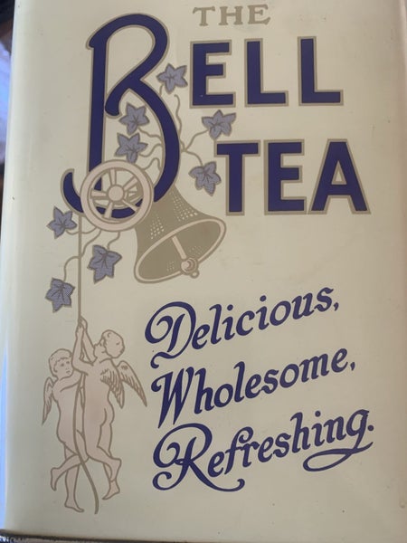 LQQK - EXTRA LARGE BELL TEA Storage Tin = 2 Bidder & 2 Views Carousel 1