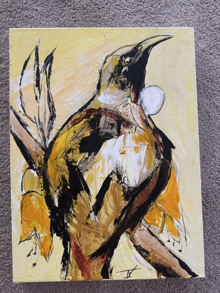 Tui bird abstract painting Carousel 1