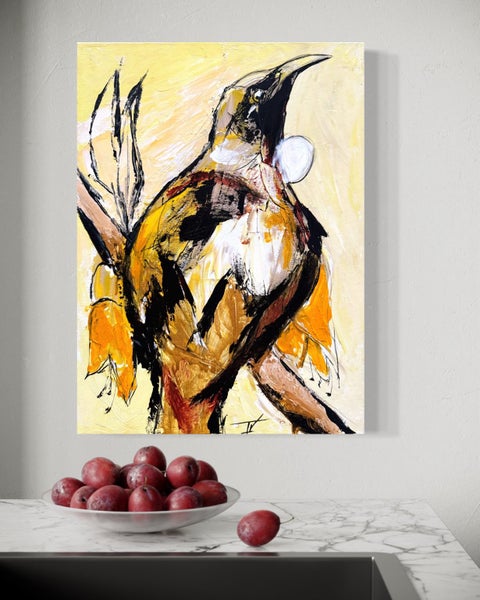 Tui bird abstract painting Carousel 2