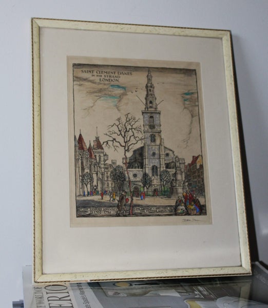 +++ VINTAGE "ISABEL SAUL - SAINT CLEMENT DANES -LONDON" PRINT Carousel 2