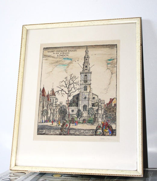 +++ VINTAGE "ISABEL SAUL - SAINT CLEMENT DANES -LONDON" PRINT Carousel 1