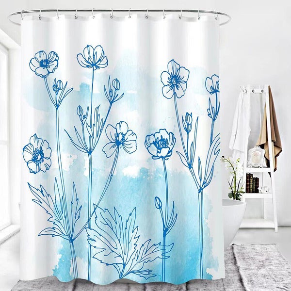 Flower Leaves Shower Curtain Waterproof Fabric Bath Curtains w/Hooks Home Decor Carousel 20