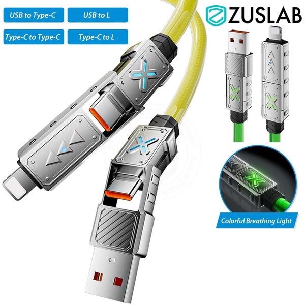 ZUSLAB 4 in 1 Type-C/USB to Type-C PD240W Fast Charging Cable For iPhone Samsung Carousel 1