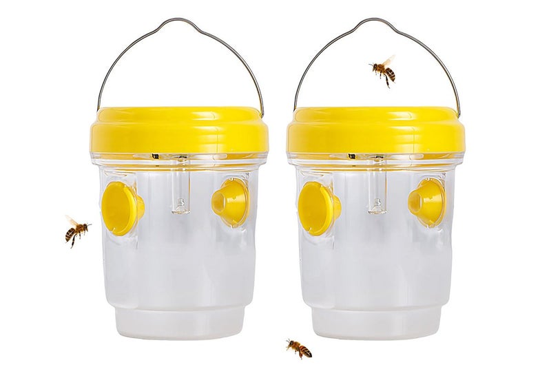 2Pcs Solar Powered Wasp and Bee Trap Yellow Jacket Hornet Catcher -Yellow Carousel 1