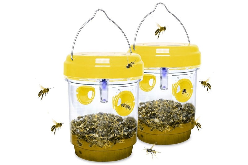 2Pcs Solar Powered Wasp and Bee Trap Yellow Jacket Hornet Catcher -Yellow Carousel 2