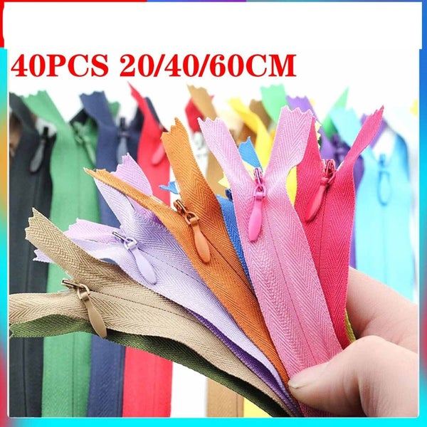 40pcs Closed End Nylon Zippers Tailor Sewer DIY Craft Sewing 20/40/60cm Carousel 1