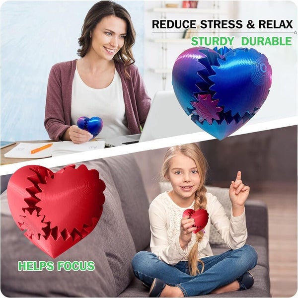 3D Printed Twisted Heart Gear Ball Fidget Toys for Autism/ADHD Home Office Decor Carousel 2