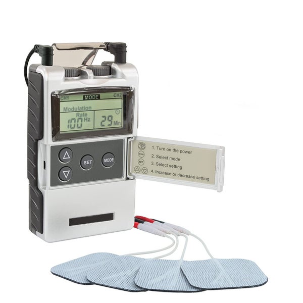 EMS Dual-Channel Therapy Device Muscle Relaxation Pain Relief Massager White Carousel 1