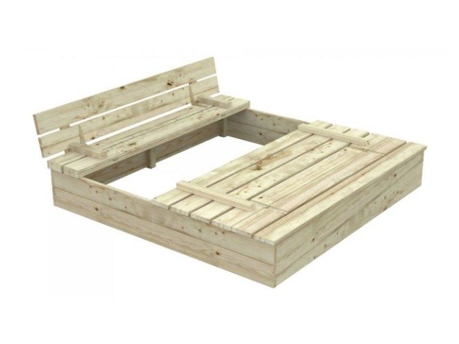 Wooden Sandpit with Seats 1.3m x 1.3m Carousel 3