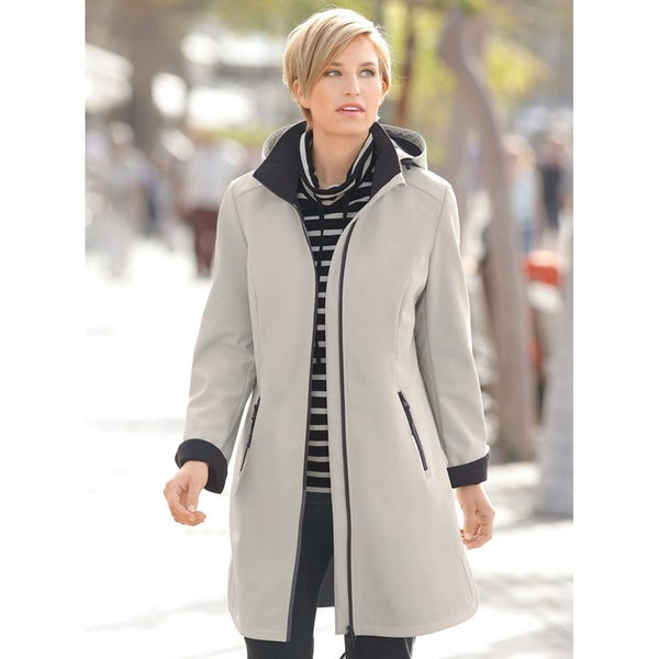 Contrast trim parka - size 10 - stone colour - longer style - fleece lined Carousel 1