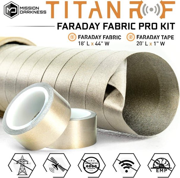 MISSION DARKNESS™ TitanRF Faraday Fabric Pro Kit ~ MILITARY Radiation Protection Carousel 1