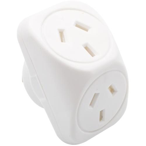 Moki BPDAA 2 Socket angled Double Adapter SAA certified for Indoor Use - 2 Carousel 1