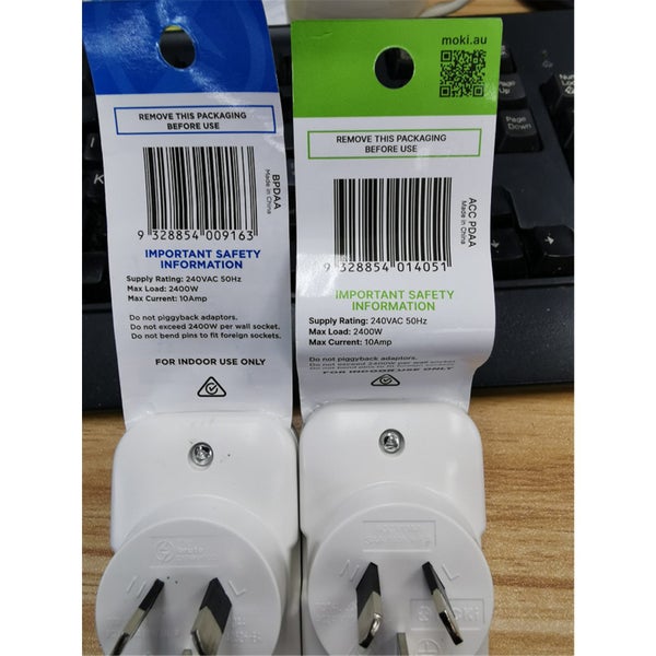 Moki BPDAA 2 Socket angled Double Adapter SAA certified for Indoor Use - 2 Carousel 2