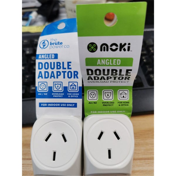 Moki BPDAA 2 Socket angled Double Adapter SAA certified for Indoor Use - 2 Carousel 3