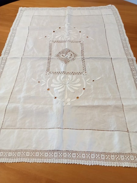 Edwardian embroidered cotton tea cloth #1 Carousel 1