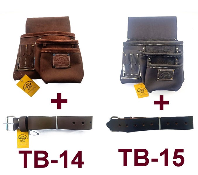TOOL BELT- SINGLE HEAVY DUTY LEATHER SLIDE ON WITH BELT FOR 33" TO 45" INCH Carousel 1
