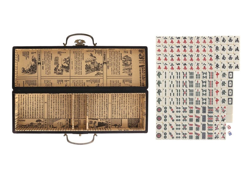 Mahjong Set with 2PCS Dice & Wooden Carrying Case Box A0264141709988867114
