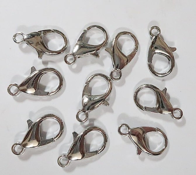 10 PLATMIUM PLATED LOBSTER CLASPS - 14 mm Carousel 1