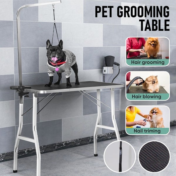Folding Non-Slip Grooming Table with Adjustable Arm for Pet Bathing and Grooming Carousel 2