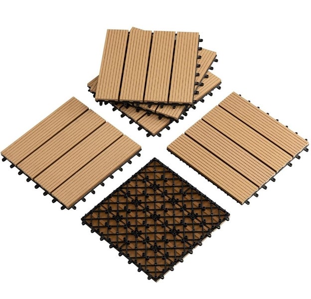 DIY Decking Tiles Teak 300*300*20 - Pack of 10 Carousel 2