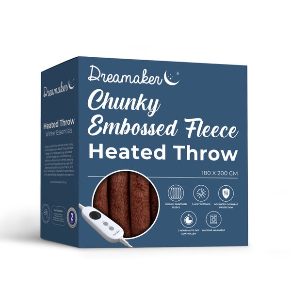 Dreamaker Chunky Embossed Fleece Heated Throw Rust - 180 x 200cm Carousel 18