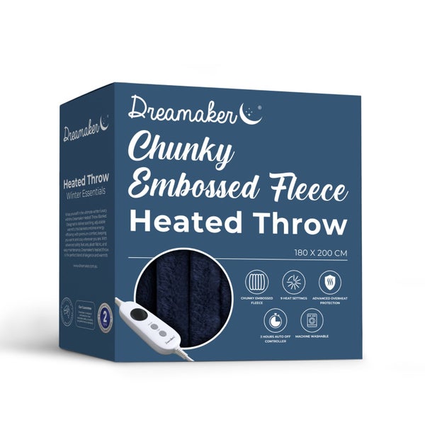 Dreamaker Cirra Chunky Embossed Fleece Heated Throw Midnight Blue - 180 x 200cm Carousel 18