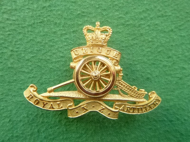 Gilt Royal NZ Artillery Hat Badge Carousel 1
