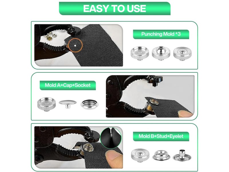 Snap Pliers Buttons Fasteners Tool Kit Carousel 2