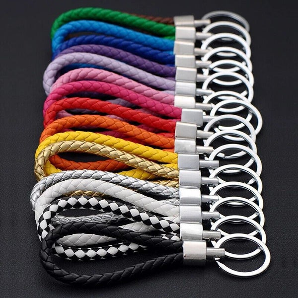 Wristlet Braided Car Keyring Leather Keychain Key Holder Weave Rope Strap Fob Carousel 1
