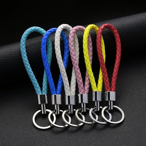 Wristlet Braided Car Keyring Leather Keychain Key Holder Weave Rope Strap Fob Carousel 2