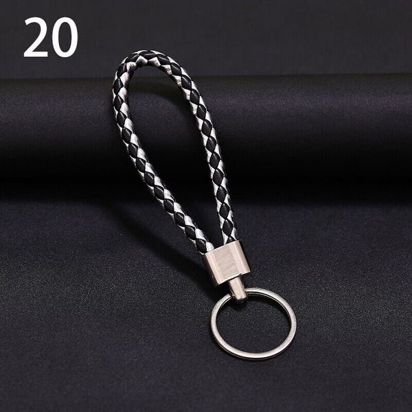 Wristlet Braided Car Keyring Leather Keychain Key Holder Weave Rope Strap Fob Carousel 20