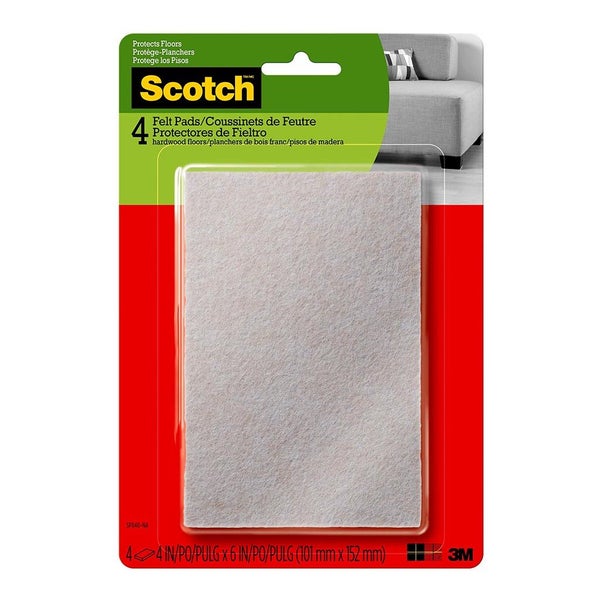 Scotch Felt Pads SP840 Rectangle Beige, Pack of 4 Carousel 1