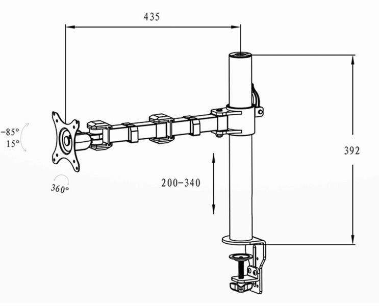 Loctek Mount 10"-32" Single Monitor Ergonomic Swivel Arm - VESA 75 & 100mm Carousel 2