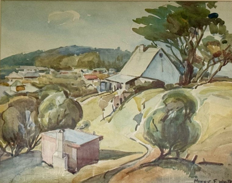 Minnie Frances White (1891-1983) Watercolor ''Old Signal Station''Tauranga Carousel 2