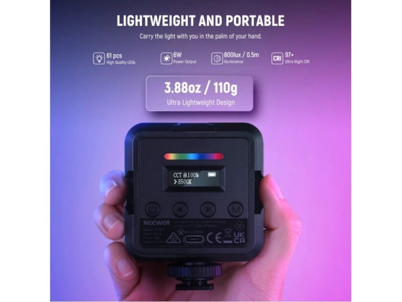 NEEWER Magnetic RGB Video Light With App Control Carousel 2