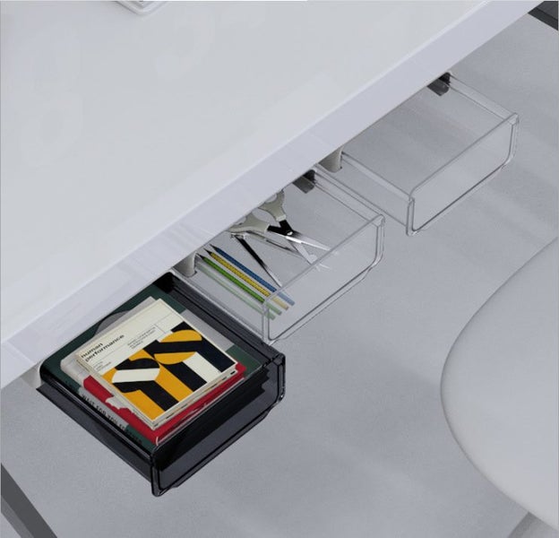 Self Stick Under Desk Drawer Home Office Organizer storage box Carousel 2
